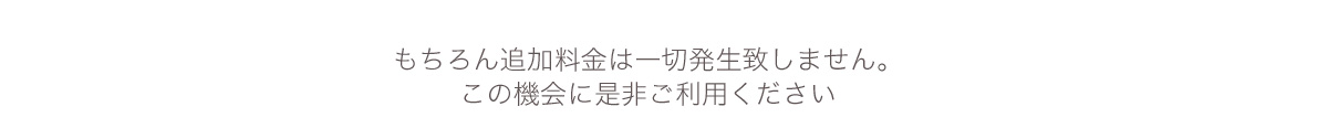 もちろん追加料金は一切発生致しません。この機会に是非ご利用ください